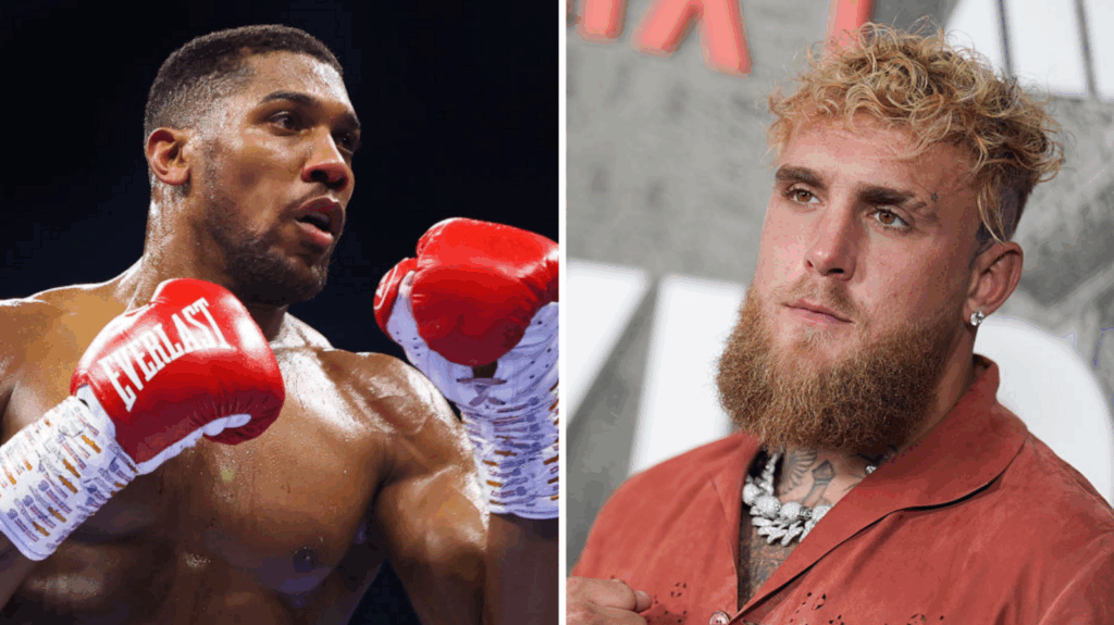 Split-image showing Anthony Joshua and Jake Paul side by side, promoting their upcoming December 19 crossover fight that highlights how influencer boxing is reshaping the sport.