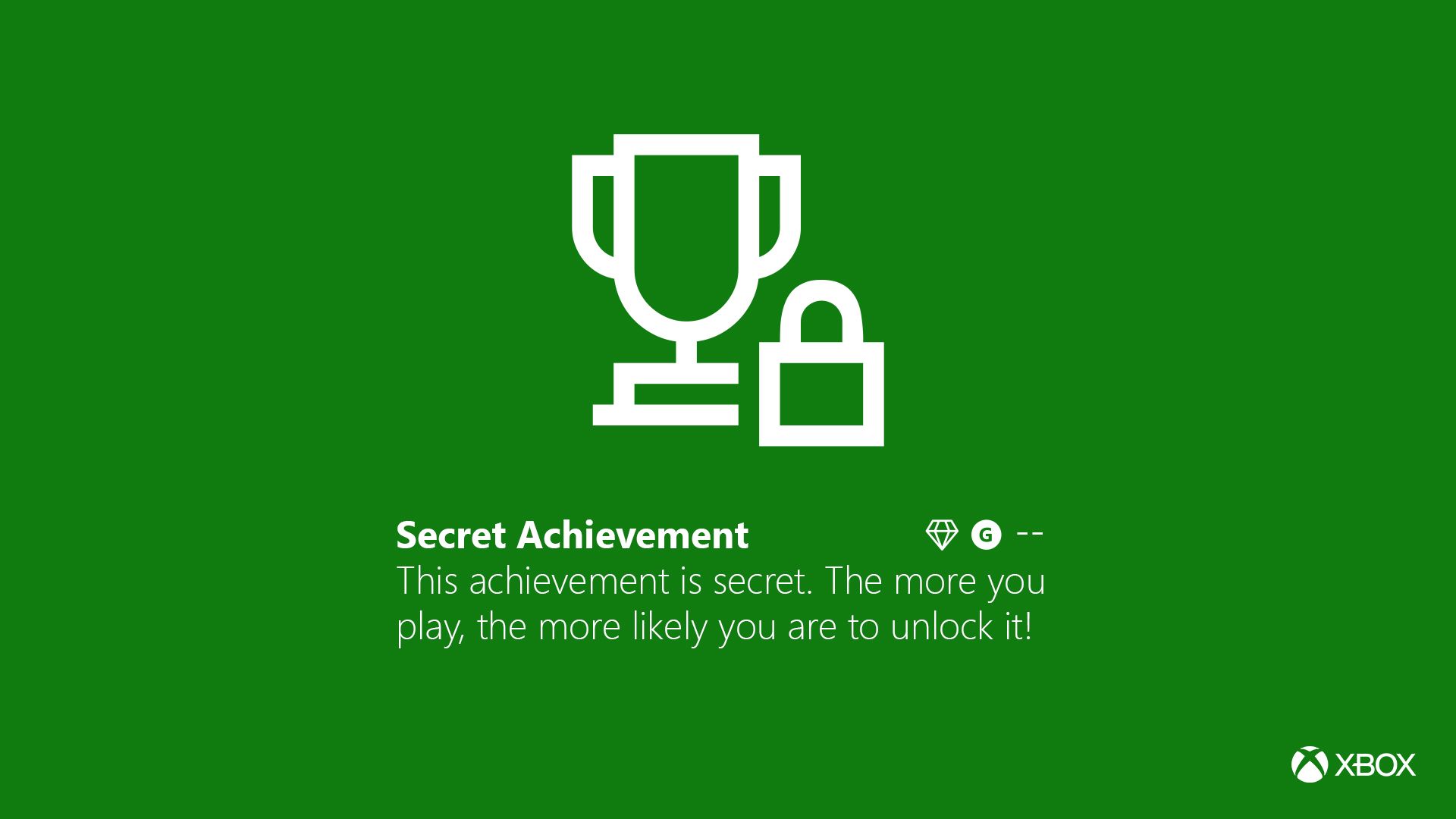 Xbox Secret Achievement icon on a green background with a hidden trophy and lock symbol.