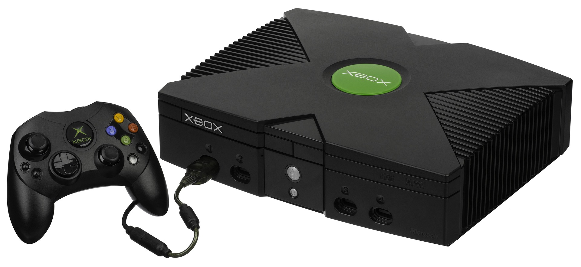 original Xbox console with large Duke controller