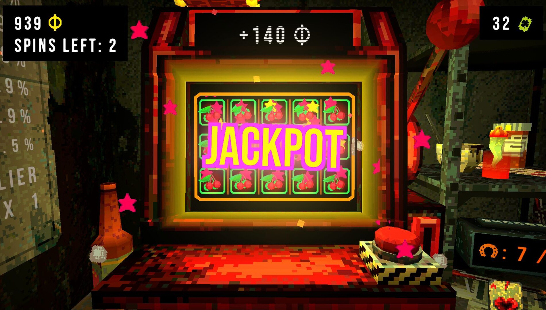 CloverPit jackpot moment on the slot machine with cherries filling the reels.
