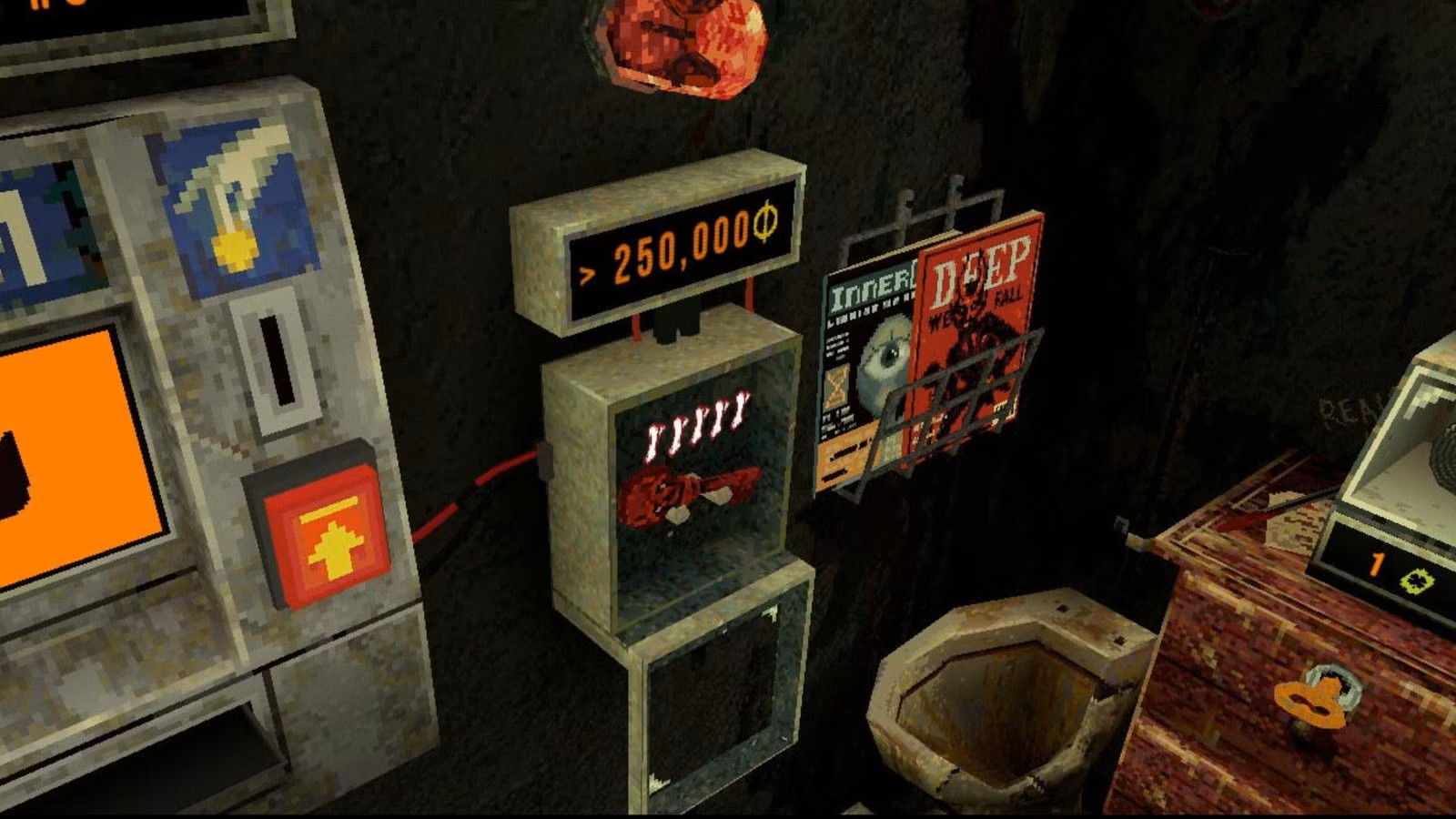 CloverPit screenshot showing the high-value deposit machine required to unlock the skeleton key.