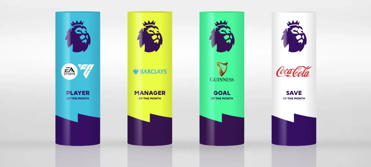 Premier League Player, Manager, Goal and Save of the Month awards trophies