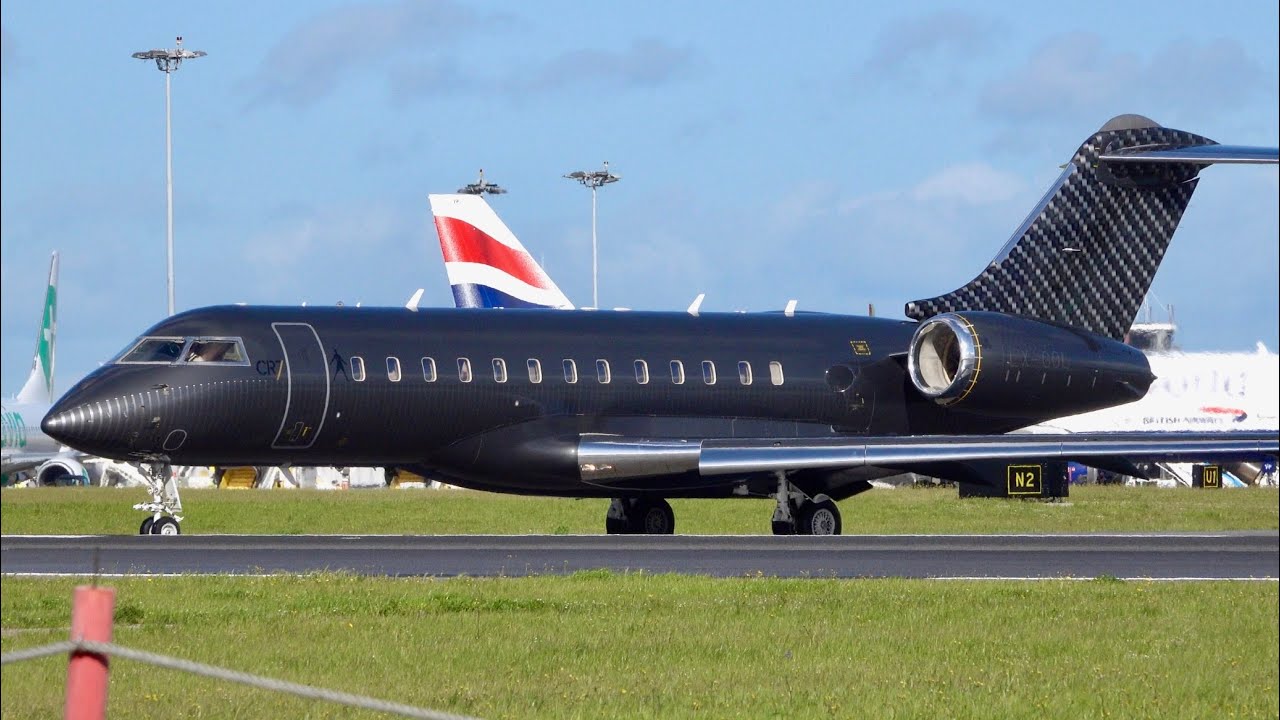Cristiano Ronaldo boarding his private jet, showcasing his luxurious lifestyle off the pitch.